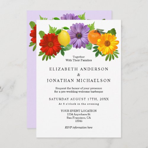 Citrus Floral Garden Wedding Welcome Party Invitation