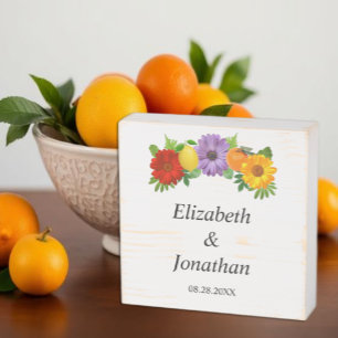 Citrus Floral Garden Wedding Wooden Box Sign