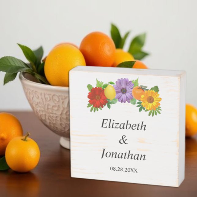 Citrus Floral Garden Wedding Wooden Box Sign (Creator Uploaded)