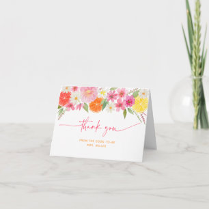 Citrus Floral Lemon Orange Bridal Shower Letterpress Thank You Card