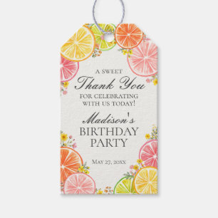 Citrus Floral Little Cutie Birthday Party Favors Gift Tags
