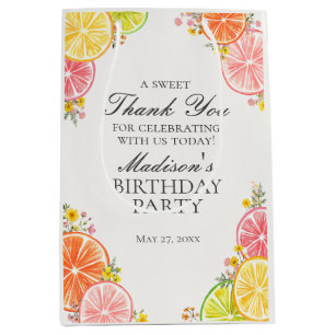 Citrus Floral Little Cutie Birthday Party Favors Medium Gift Bag