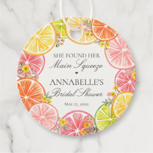 Citrus Floral Main Squeeze Bridal Shower Circle Favor Tags