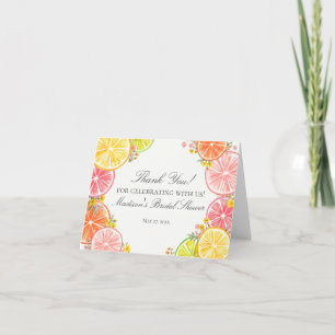 Citrus Floral Main Squeeze Bridal Shower  Letterpress Thank You Card
