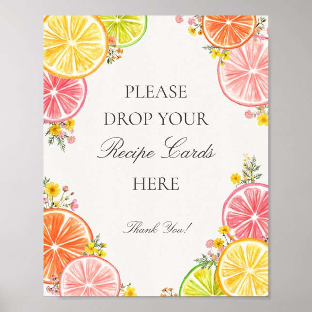 Citrus Floral Main Squeeze Share a Recipe Sign (Front)