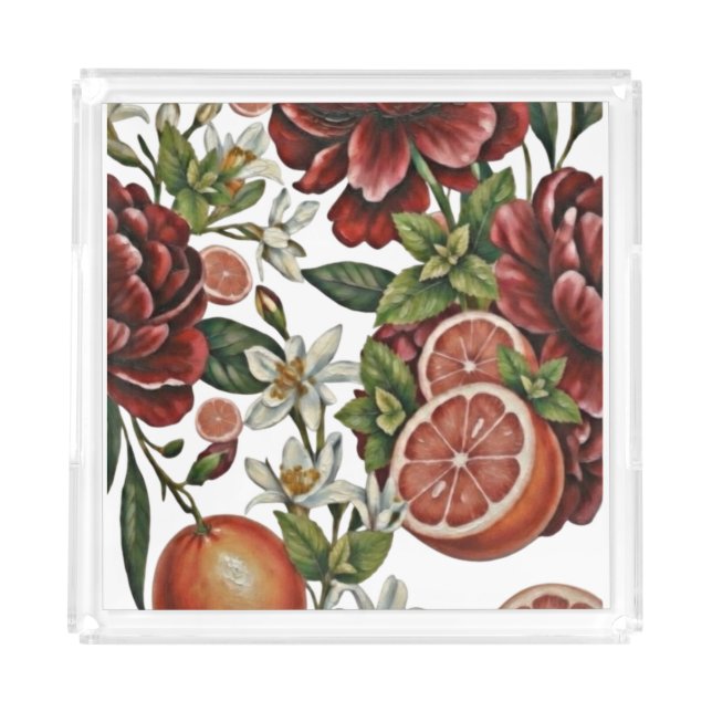 Citrus Floral summer Acrylic Tray (Front)