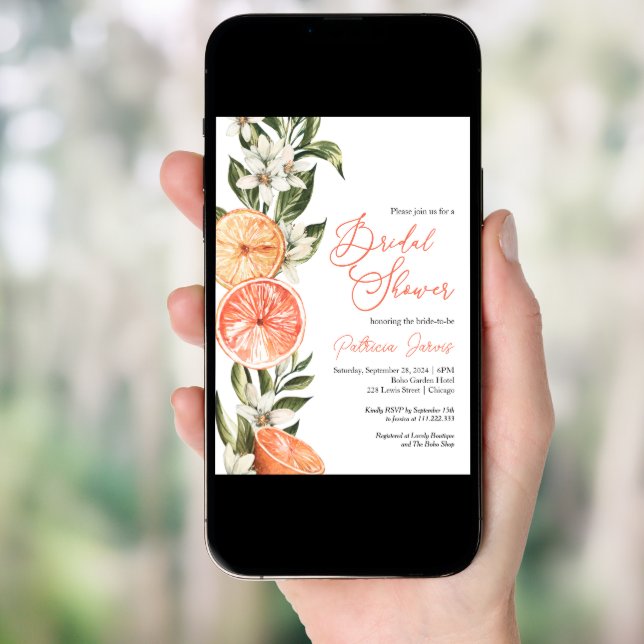 Citrus Floral Summer Bridal Shower Invitation (Front Digital)