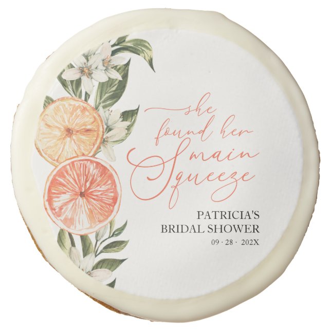 Citrus Floral Summer Bridal Shower Sugar Cookie (Front)