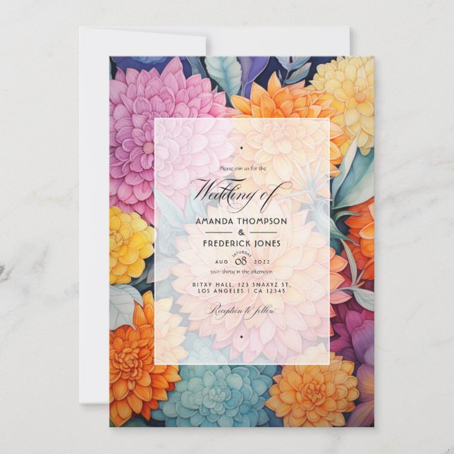 Citrus Floral Wedding Invitation (Front)