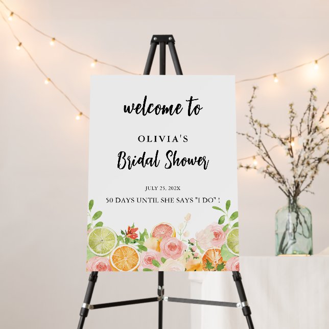 Citrus Floral Welcome Bridal Brunch Foam Board (In Situ (Stand))