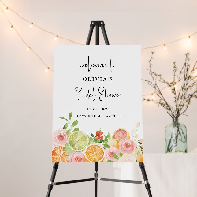 Citrus Floral Welcome Bridal Shower Foam Board (In Situ (Stand))