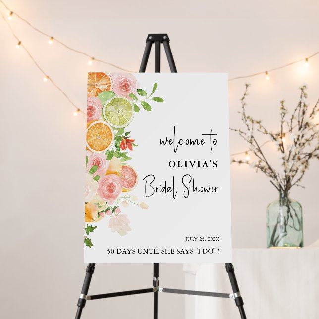 Citrus Floral Welcome Bridal Shower Foam Board (In Situ (Stand))