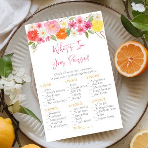 Citrus Floral What's In Your Purse Bridal Game