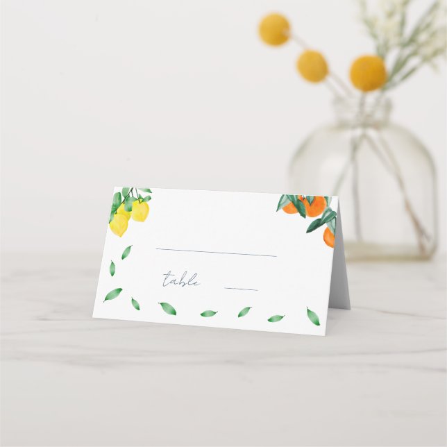 Citrus French Wedding Table Number Place Card (Front)
