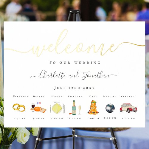 Citrus French Wedding Timeline Gold Foil Foil Prints