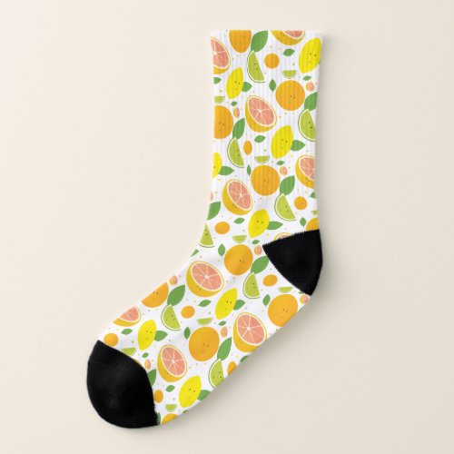 Citrus Fresh Fruit Smiling Cartoon Character Socks