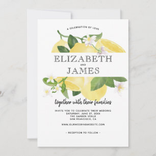 Citrus Fresh Lemon Yellow Summer Wedding Invitation