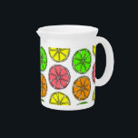 Citrus Fruit Beverage Pitcher<br><div class="desc">Images of oranges,  lemons,  limes and grapefruit. Hand-drawn style design. Original pattern. Custom pitchers. Gift idea.</div>