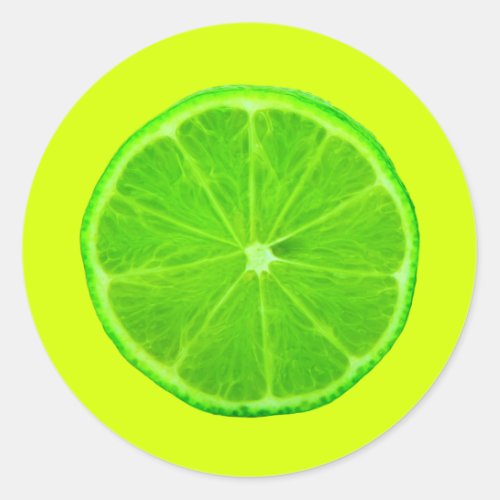 Citrus Fruit Bright Green Slice of Lime Classic Round Sticker