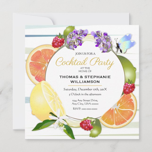 Citrus Fruit Cocktail Party Invitation (Front)