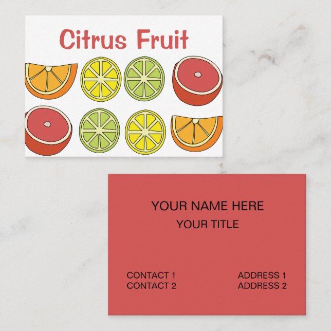 Citrus Fruit Colorful Tropical Nutrition Business Card (Front/Back)