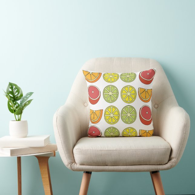Citrus Fruit Colorful Tropical Throw Pillow (Chair)