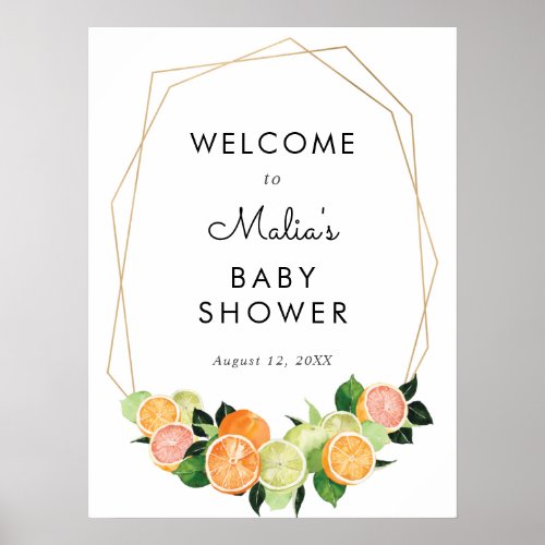 Citrus Fruit Cutie Baby Shower Welcome Sign