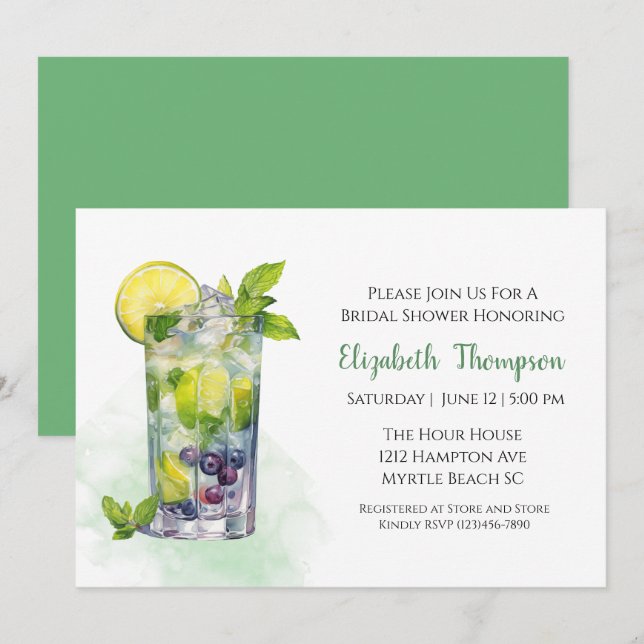 Citrus Fruit Drink Cocktail  Bridal Shower   Invitation (Front/Back)