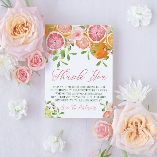 Citrus Fruit  Flowers Baby Shower Thank You Card