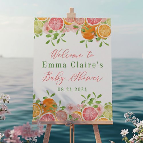 Citrus Fruit  Flowers Baby Shower Welcome Sign