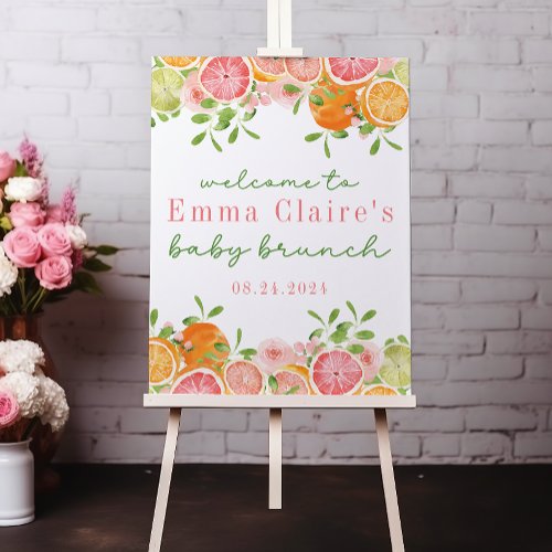 Citrus Fruit  Flowers Baby Shower Welcome Sign