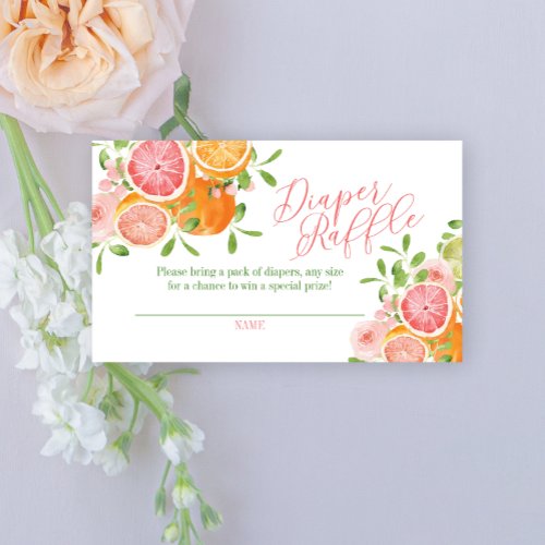 Citrus Fruit  Flowers Diaper Raffle Enclosure Card