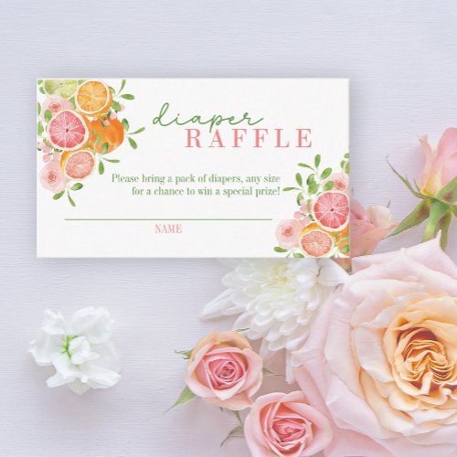 Citrus Fruit  Flowers Diaper Raffle Enclosure Card