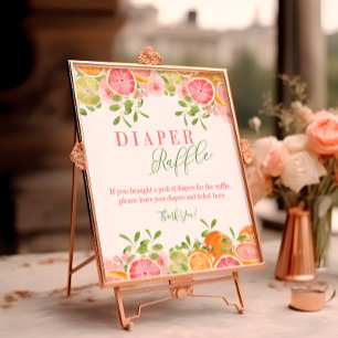 Citrus Fruit & Flowers Diaper Raffle Table Sign