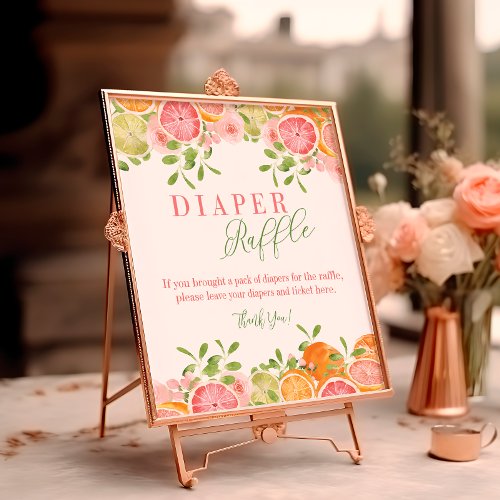 Citrus Fruit  Flowers Diaper Raffle Table Sign