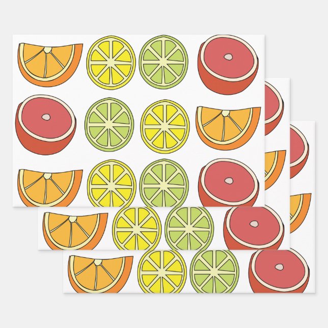 Citrus Fruit Garden Party Wrapping Paper Sheets (Set)