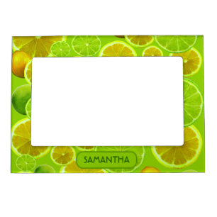Citrus Fruit, Lemon & Lime Pattern - Personalized Magnetic Photo Frame