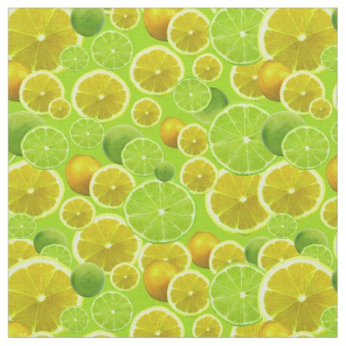 Citrus Fruit Lemon  Lime Patterned Fabric