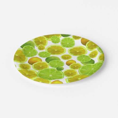 Citrus Fruit Lemon  Lime Patterned Paper Plates