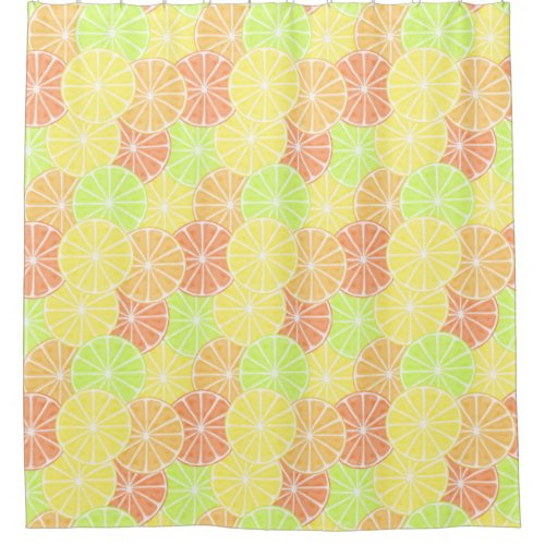 Citrus Fruit Lemon Orange Lime Slices Shower Curtain