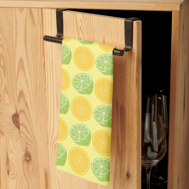Citrus Fruit Limes and Lemons Pattern Yellow Kitchen Towel (Thirds Fold)