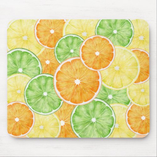 Citrus Fruit Orange Lime and Lemon Fruit Slices   Mouse Pad