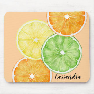 Citrus Fruit Orange, Lime and Lemon Fruit Slices Mouse Pad
