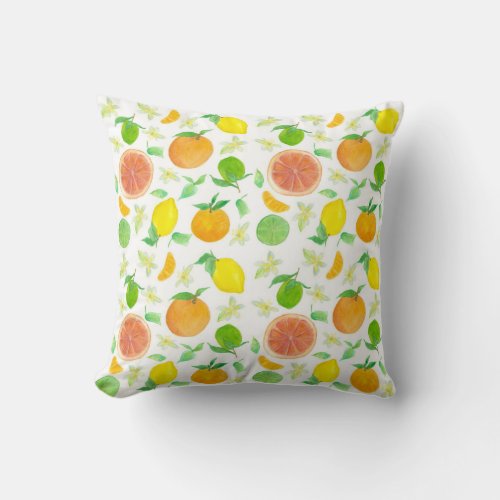 Citrus Fruit Oranges Grapefruit Lemons Throw Pillow
