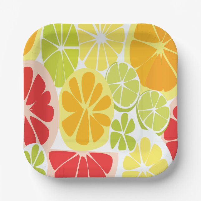 Citrus Fruit Party Paper Plates (Front)