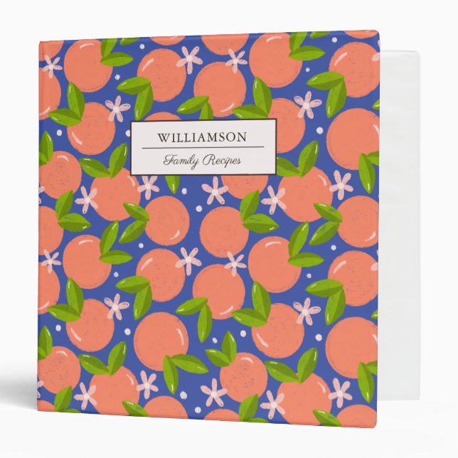 Citrus Fruit Pattern Family Name Recipe Binder (Front/Inside)