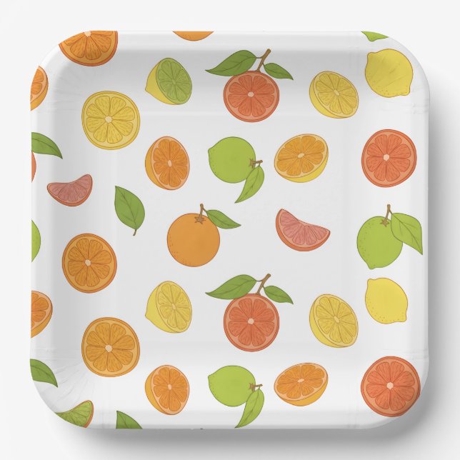 Citrus fruit pattern paper plates (Front)
