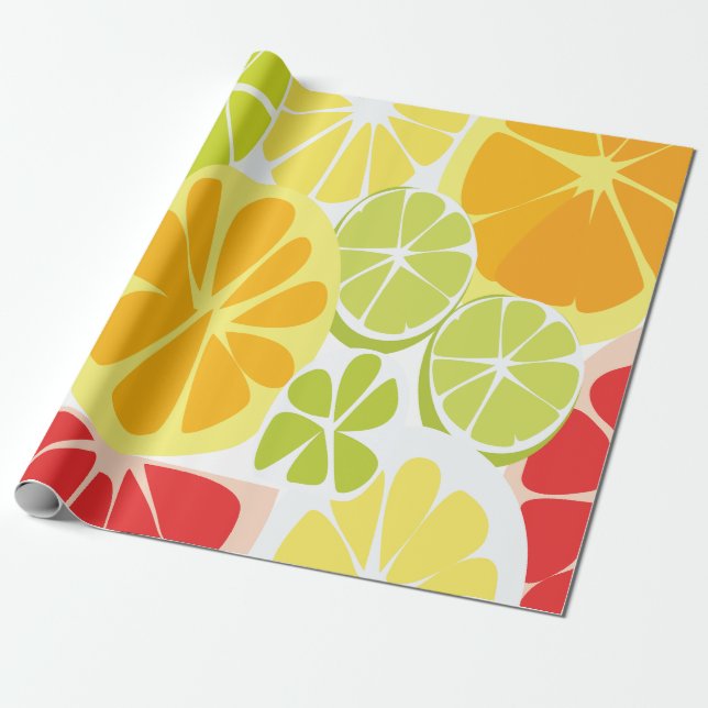 Citrus Fruit Pattern Wrapping Paper (Unrolled)