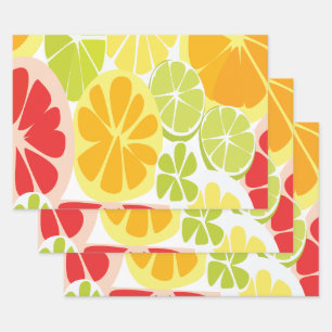 Citrus Fruit Pattern Wrapping Paper Sheets