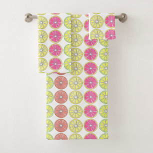 Citrus Fruit Slice Orange Lemon Lime Grapefruit Bath Towel Set